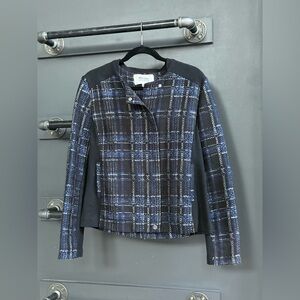 Alice Blue Black and Blue Textured Plaid Blazer / Jacket